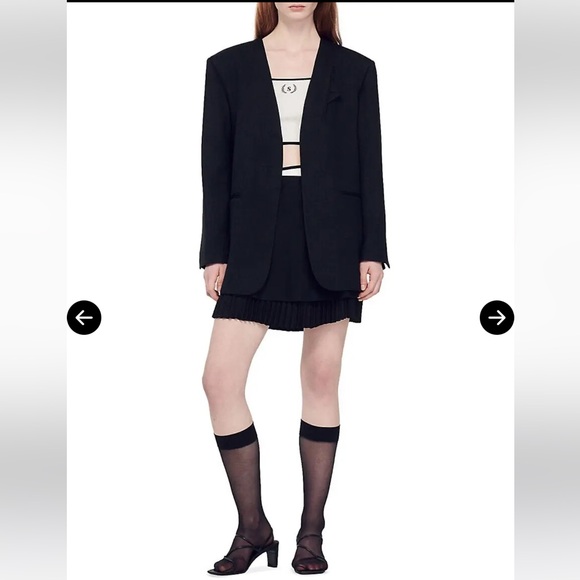 NWT Sandro Bilbao Black Textured Blazer - Picture 8 of 14